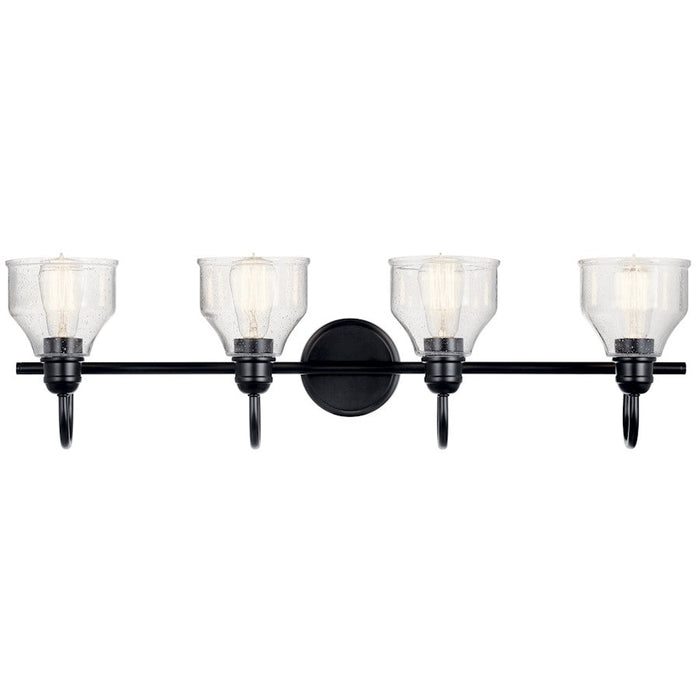 Kichler Avery 33.5" 4 Light Vanity Light, Black/Clear Seeded