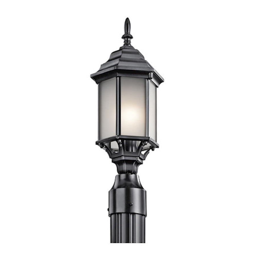 Kichler Chesapeake 1 Light Post Light Satin Etched Glass, Black - 49256BKS