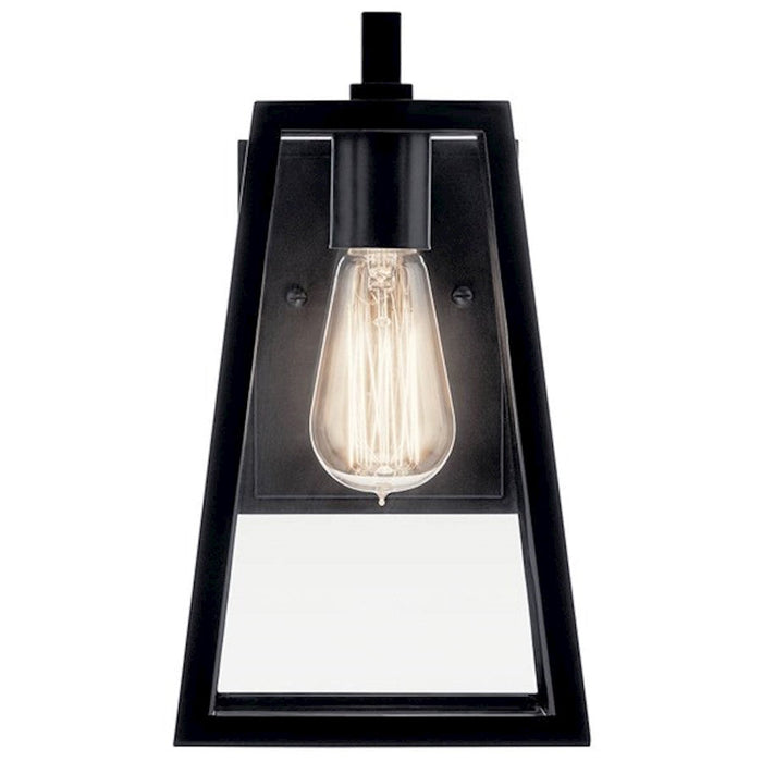 Kichler Delison 1 Light Outdoor Wall Sconce, Black/Clear Tempered