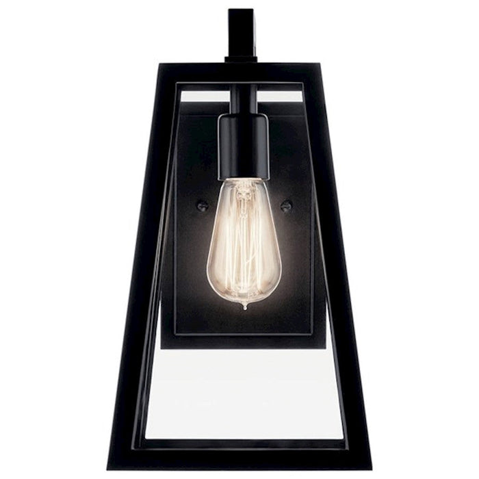 Kichler Delison 1 Light Outdoor Wall Sconce, Black/Clear Tempered