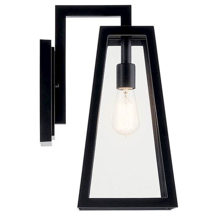 Kichler Delison 1 Light Outdoor Wall Sconce, Black/Clear Tempered