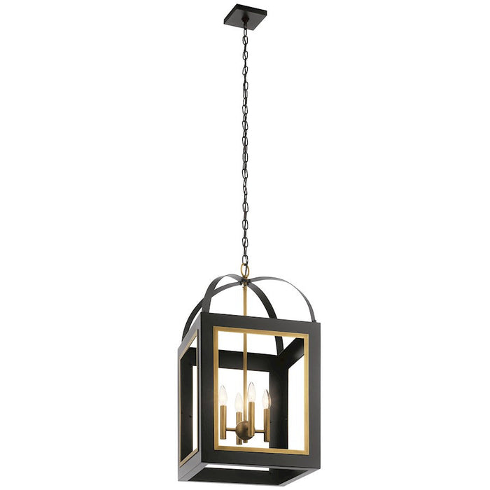 Kichler Vath 16" 4 Light Foyer Pendant, Black/Natural Brass - 52029BKNBR