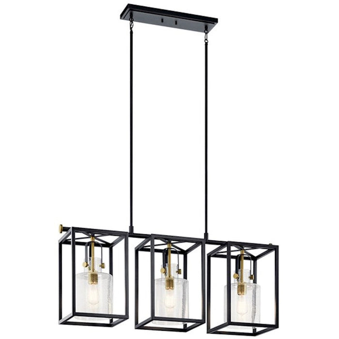 Kichler Kitner 3 Light Linear Chandelier, Natural Brass/Seeded - 52033NBR