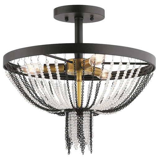 Kichler Alexia 16" 3 Light Semi Flush, Crystal Beads, Textured Black - 52049BKT