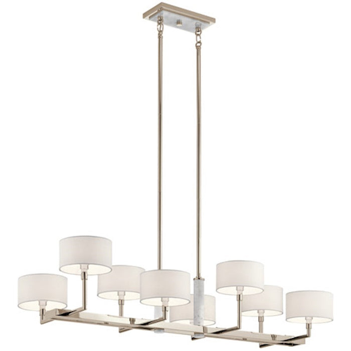 Kichler Laurent 46" 8 Light Linear Chandelier, Polished Nickel - 52054PN