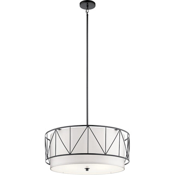 Kichler Birkleigh 11.5" 4 Light Pendant with Satin Etched Glass, Black - 52072BK