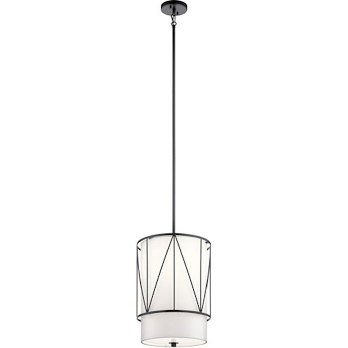 Kichler Birkleigh 18.25" 1 Light Pendant, Satin Etched Glass, Black - 52073BK