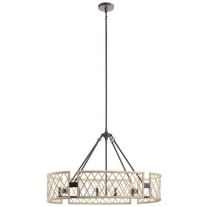 Kichler Oana 6 Light Oval Chandelier, White Washed Wood - 52078WWW