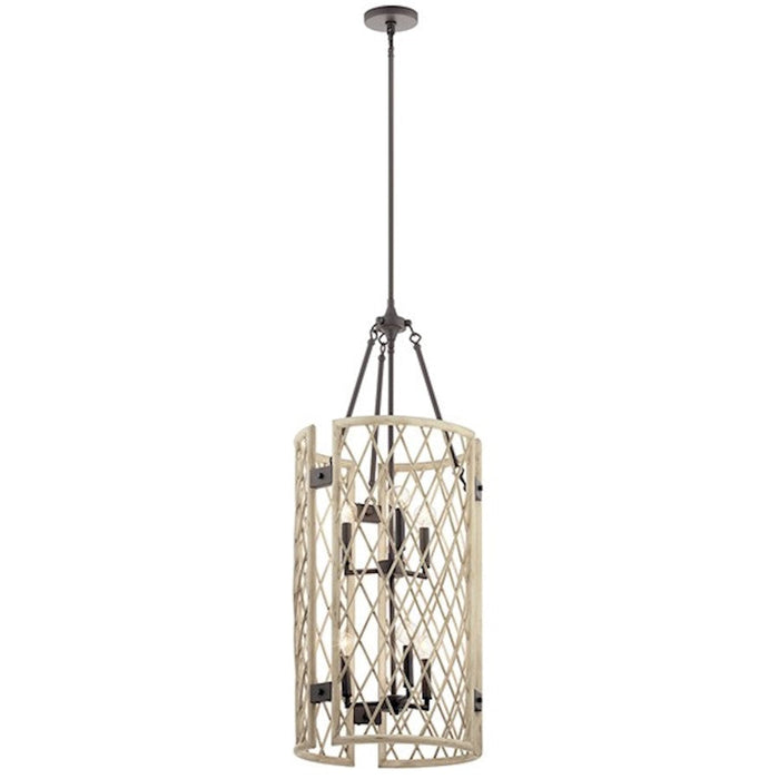 Kichler Oana 6 Light Foyer Chandelier, White Washed Wood - 52079WWW