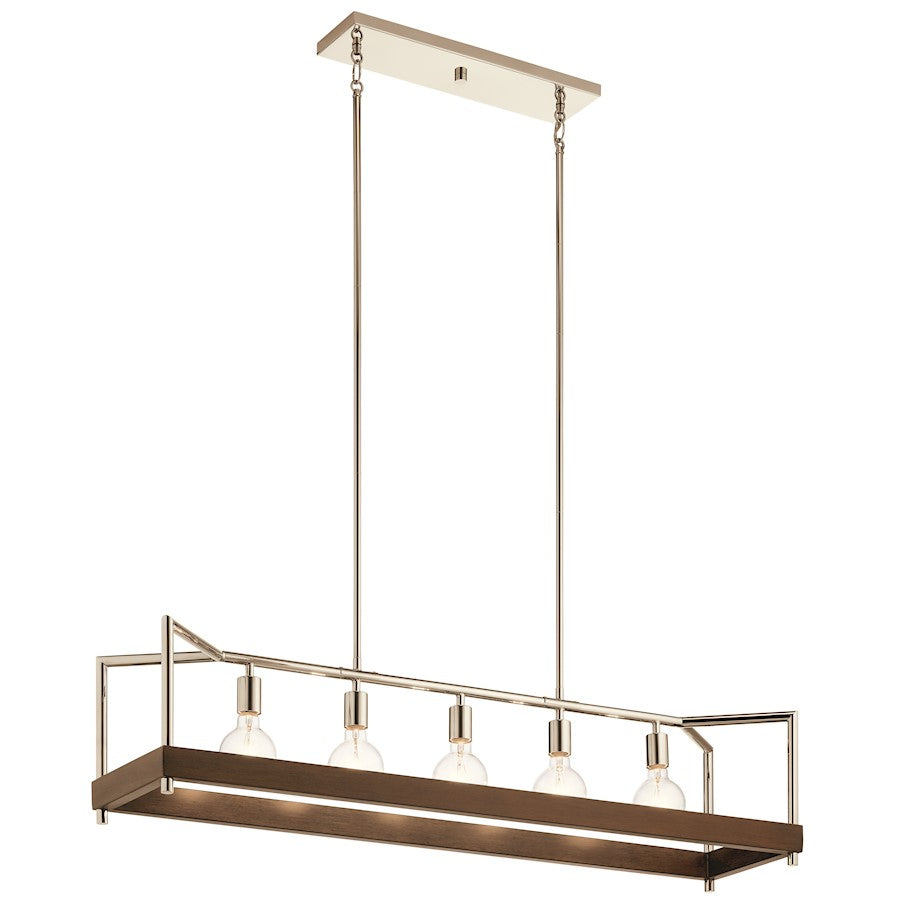 Kichler Tanis 5 Light Linear Chandelier, Auburn Stained - 52091AUB