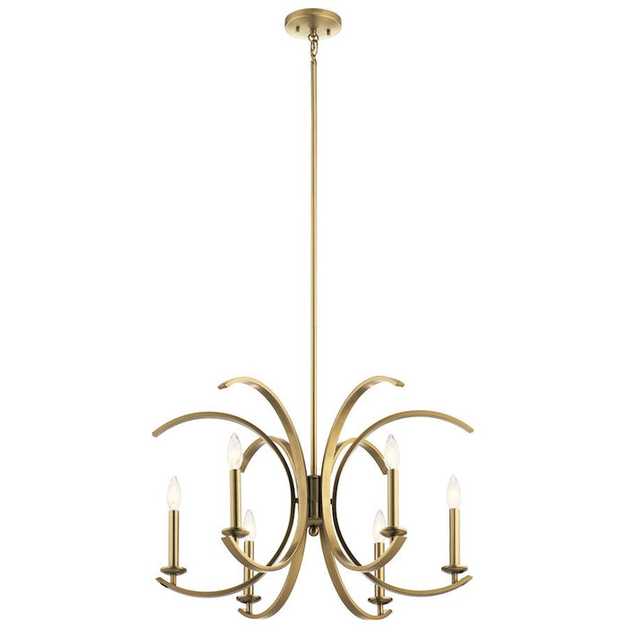 Kichler Cassadee 16.5" 6 Light Chandelier, Brushed Natural Brass - 52116BNB