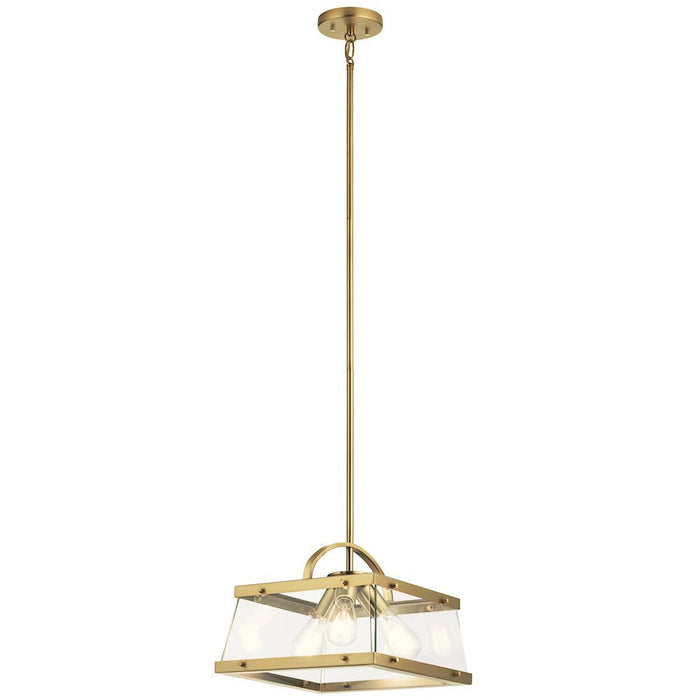 Kichler Darton 13" 3 Light Pendant/Semi Flush, Clear, Brass - 52125BNB