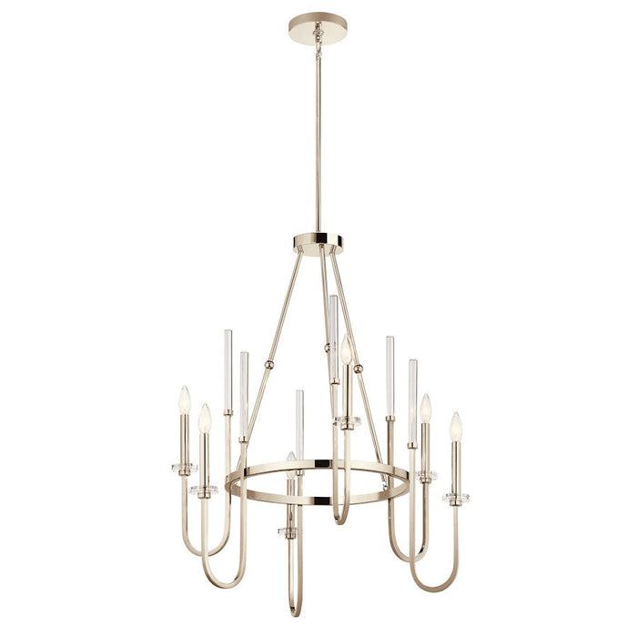 Kichler Kadas 36.25" 6 Light Chandelier, Clear Crystal Glass, Nickel - 52209PN