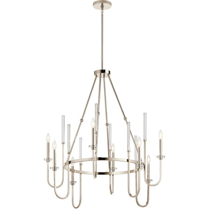 Kichler Kadas 40.75" 8 Light Chandelier, Clear Crystal Glass, Nickel - 52210PN