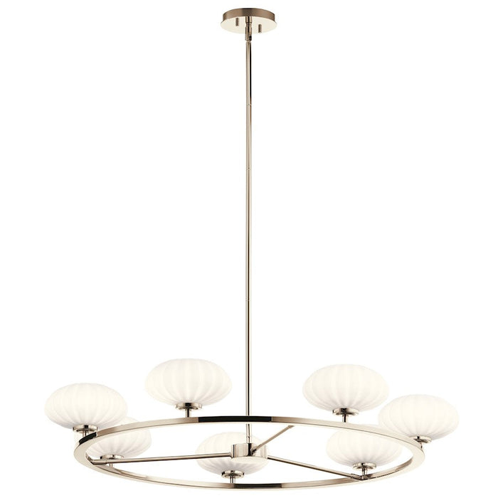 Kichler Pim 40" 7 Light Round Chandelier, Satin Etched Opal, Nickel - 52225PN