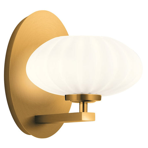 Kichler Pim 8" 1 Light Wall Sconce, Satin Etched Opal, Fox Gold - 52229FXG