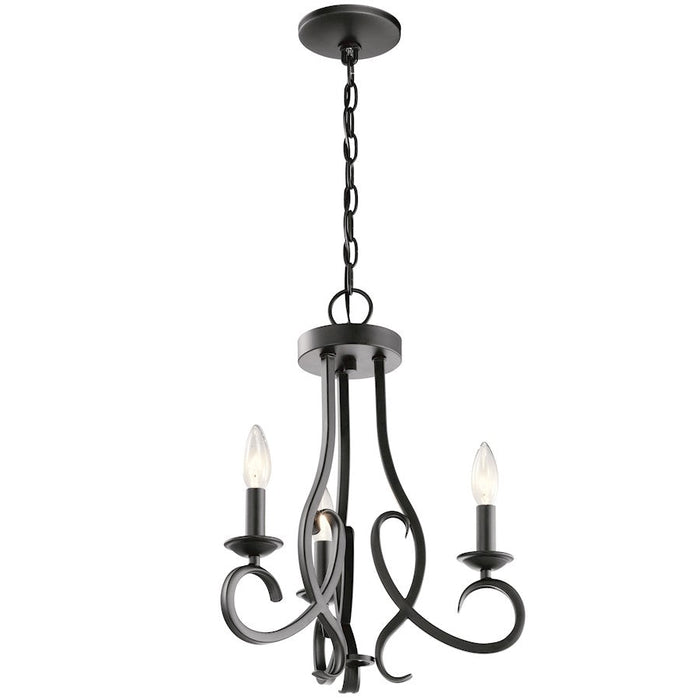 Kichler Ania 3 Light Convertible Chandelier, Black - 52243BK