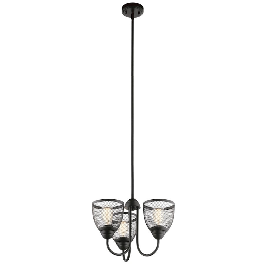 Kichler Voclain 12.5" 3 Light Convertible Chandelier/Semi Flush, Black - 52268BK