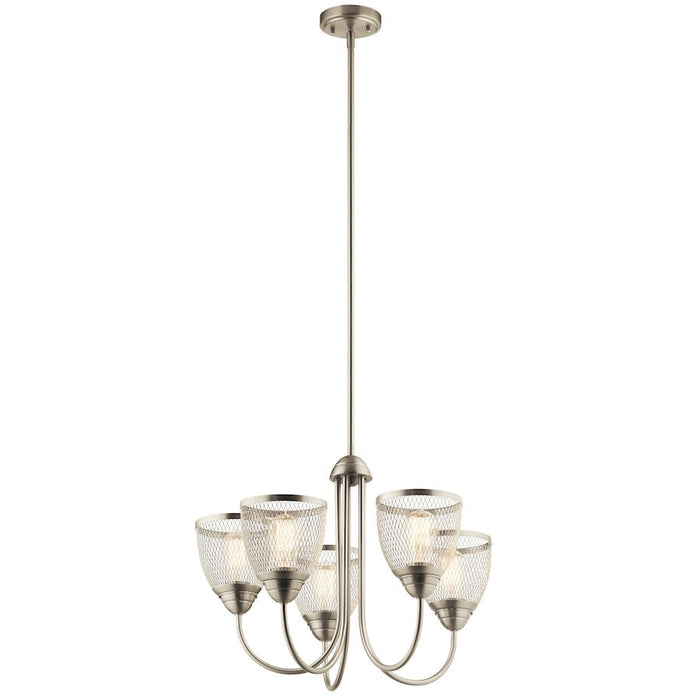 Kichler Voclain 17.5" 5 Light Chandelier, Mesh Shade, Nickel - 52269NI