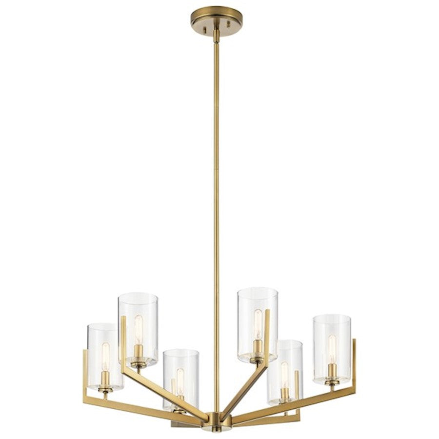 Kichler Nye 14.75" 6 Light Chandelier, Clear Glass, Natural Brass - 52314BNB