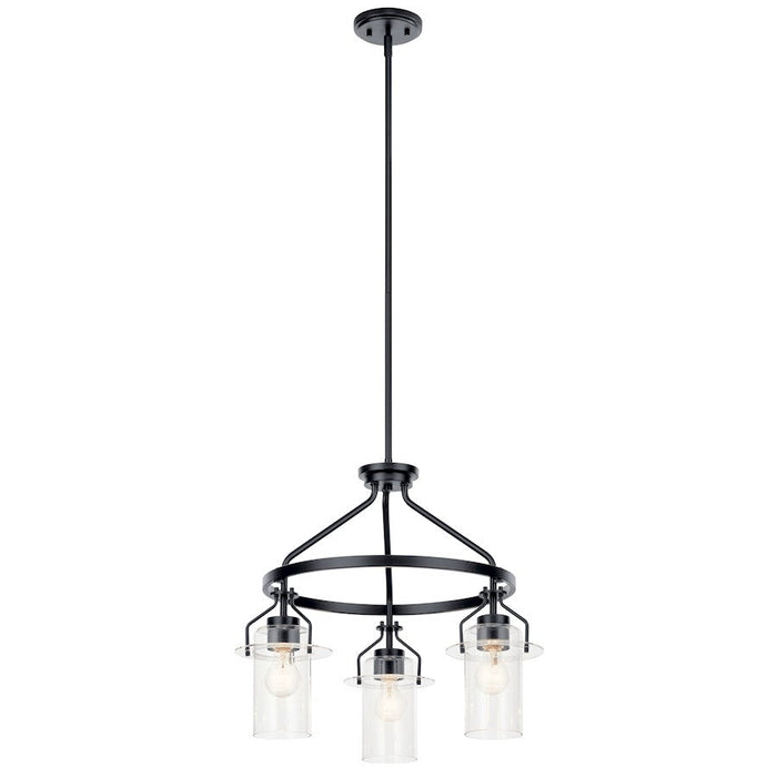 Kichler Everett 3 Light Chandelier, Black/Clear - 52377BK