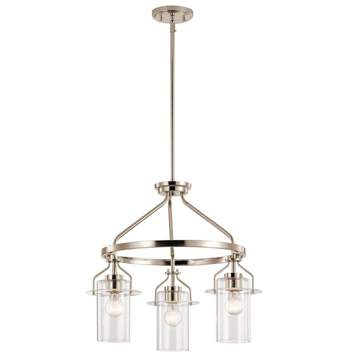 Kichler Everett 3 Light Chandelier, Polished Nickel - 52377PN