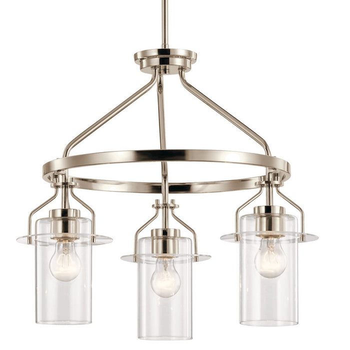 Kichler Everett 3 Light Chandelier, Polished Nickel