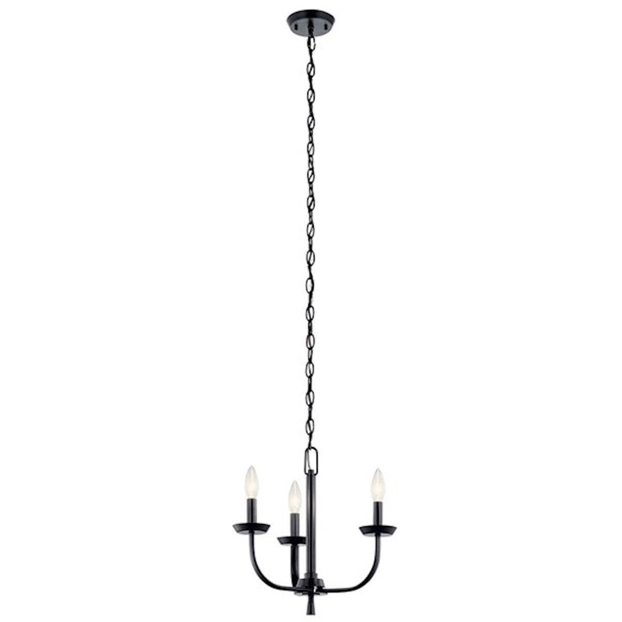 Kichler Kennewick 3 Light Mini Chandelier, Black - 52383BK