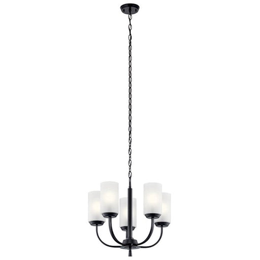 Kichler Kennewick 5 Light Chandelier, Black/Frosted - 52386BK