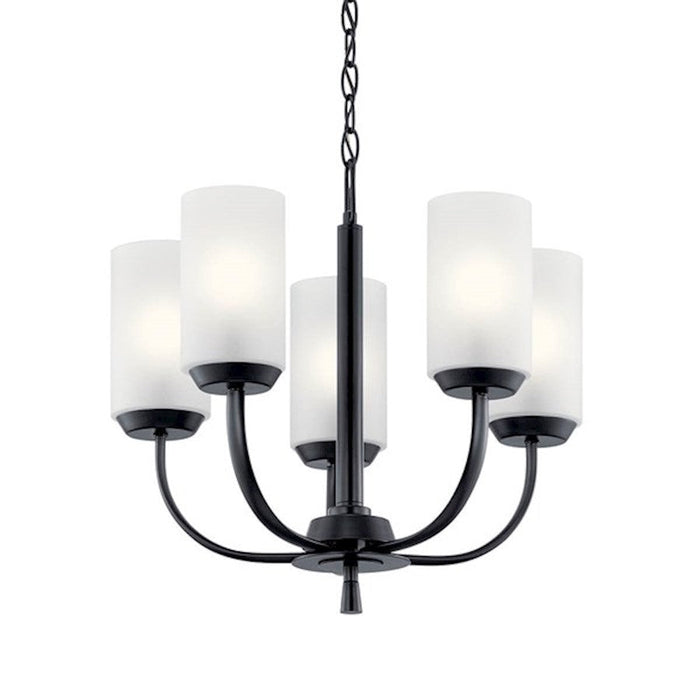 Kichler Kennewick 5 Light Chandelier, Black/Frosted