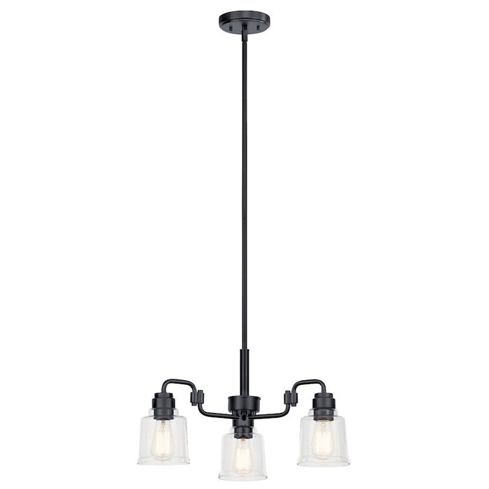 Kichler Aivian 3 Light Chandelier, Black/Clear - 52397BK