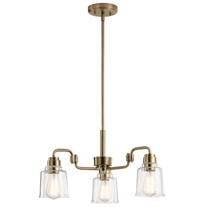 Kichler Aivian 3 Light Chandelier, Weathered Brass - 52397WBR