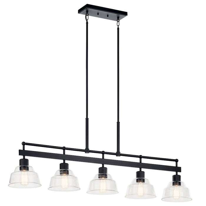 Kichler Eastmont 5 Light Linear Chandelier, Black/Clear - 52404BK