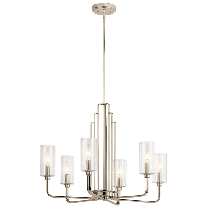 Kichler Kimrose 6 Light Chandelier, Polished Nickel - 52411PN