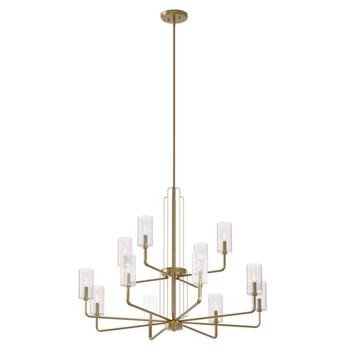 Kichler Kimrose 12 Light Chandelier, Brushed Natural Brass - 52412BNB