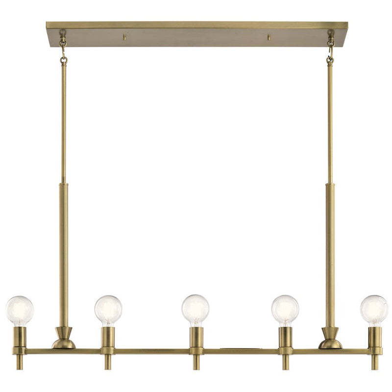 Kichler Torvee Linear 5 Light Chandelier, Brushed Natural Brass