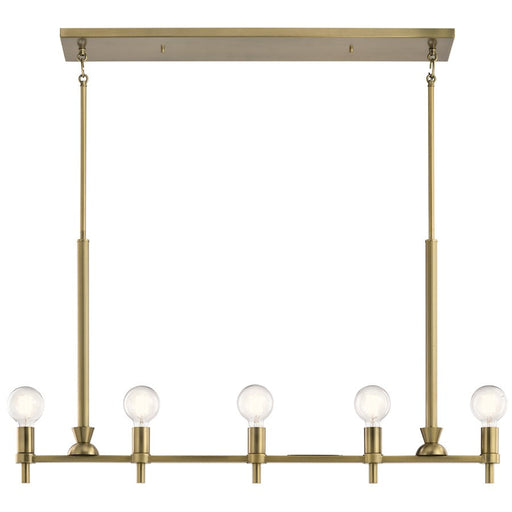 Kichler Torvee Linear 5 Light Chandelier, Brushed Natural Brass