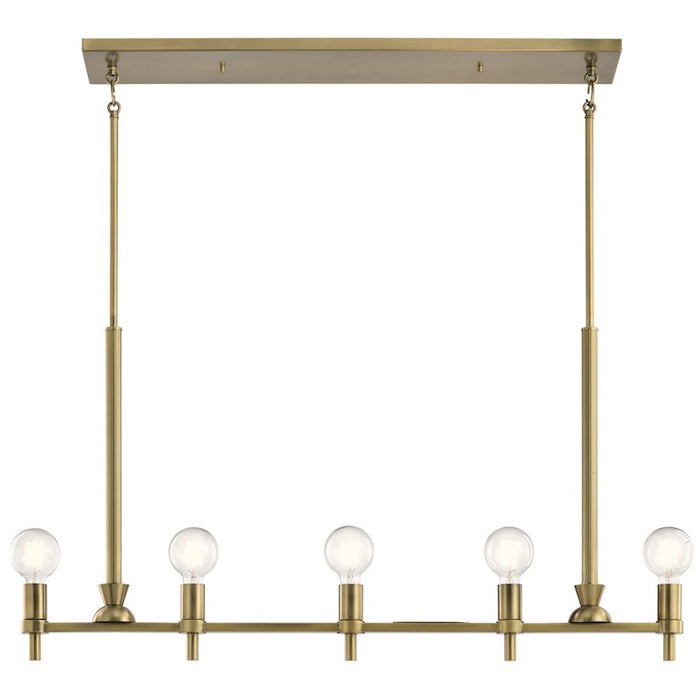 Kichler Torvee Linear 5 Light Chandelier, Brushed Natural Brass