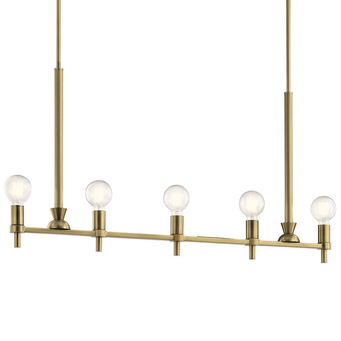 Kichler Torvee Linear 5 Light Chandelier, Brushed Natural Brass