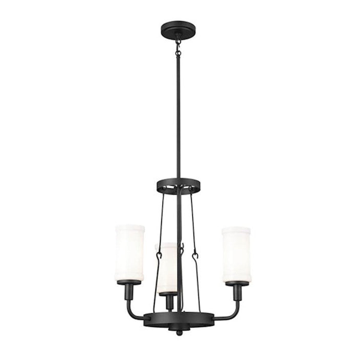 Kichler Vetivene 3 Light Mini Chandelier, Textured Black/Opal - 52450BKT