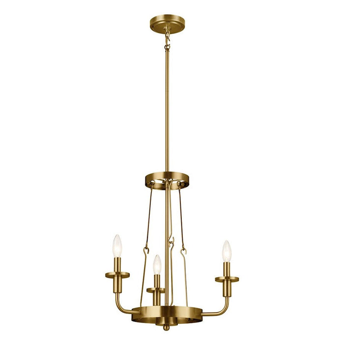 Kichler Vetivene 3 Light Mini Chandelier, Natural Brass/Opal - 52450NBR