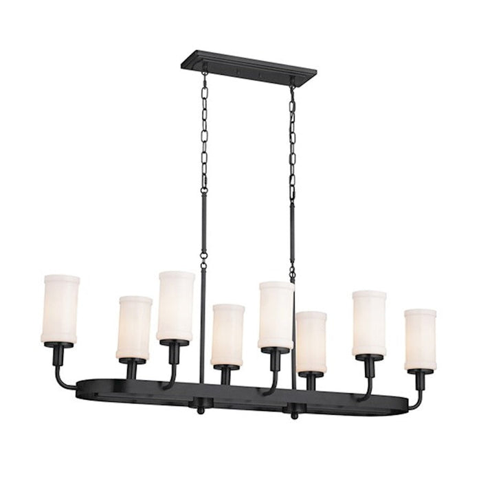 Kichler Vetivene Linear 8 Light Chandelier, Textured Black/Opal - 52453BKT