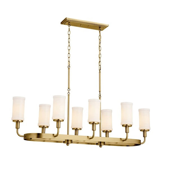 Kichler Vetivene Linear 8 Light Chandelier, Natural Brass/Opal - 52453NBR