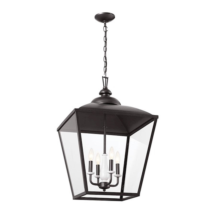 Kichler Dame 4 Light Foyer Pendant, Anvil Iron/Transparent - 52475AVI