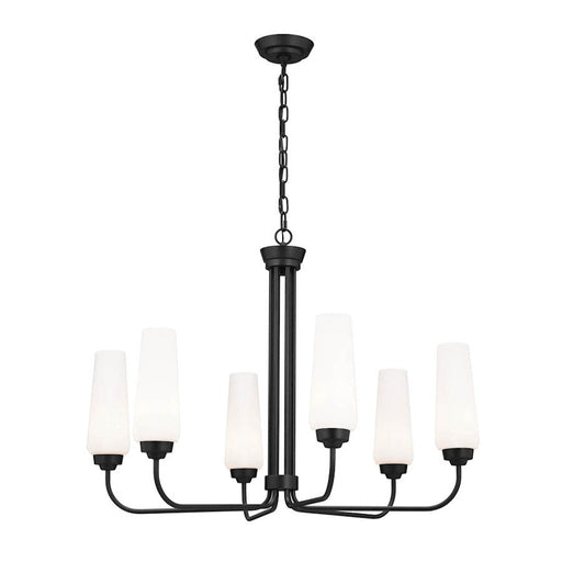 Kichler Truby 6 Light Chandelier, Black/Opal - 52480BK