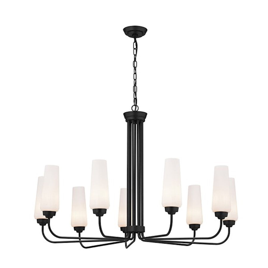 Kichler Truby 9 Light 26" Chandelier, Black/Opal - 52481BK