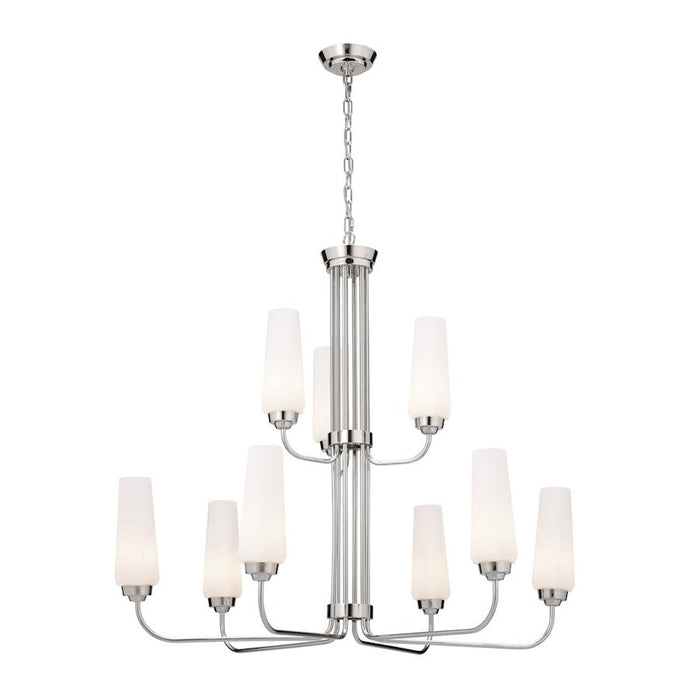 Kichler Truby 9 Light 33" Chandelier, Polished Nickel/Opal - 52482PN