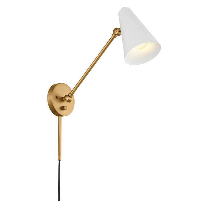 Kichler Sylvia 1 Light Wall Sconce, Natural Brass/White