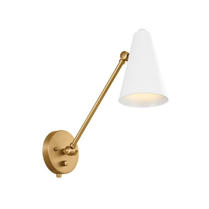 Kichler Sylvia 1 Light Wall Sconce, Natural Brass/White