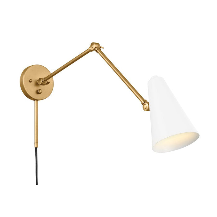 Kichler Sylvia 1 Light Wall Sconce, Natural Brass/White